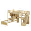 Lit mezzanine simple au-dessus de simple avec bureau intégré, escalier, compartiments de rangement et tablettes-289838389