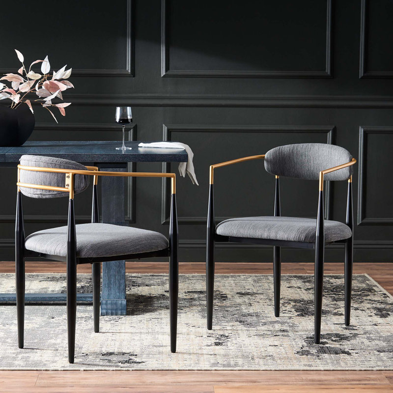 Chaise de salle à manger rembourrée de conception moderne avec dossier incurvé ouvert (ensemble de 2)