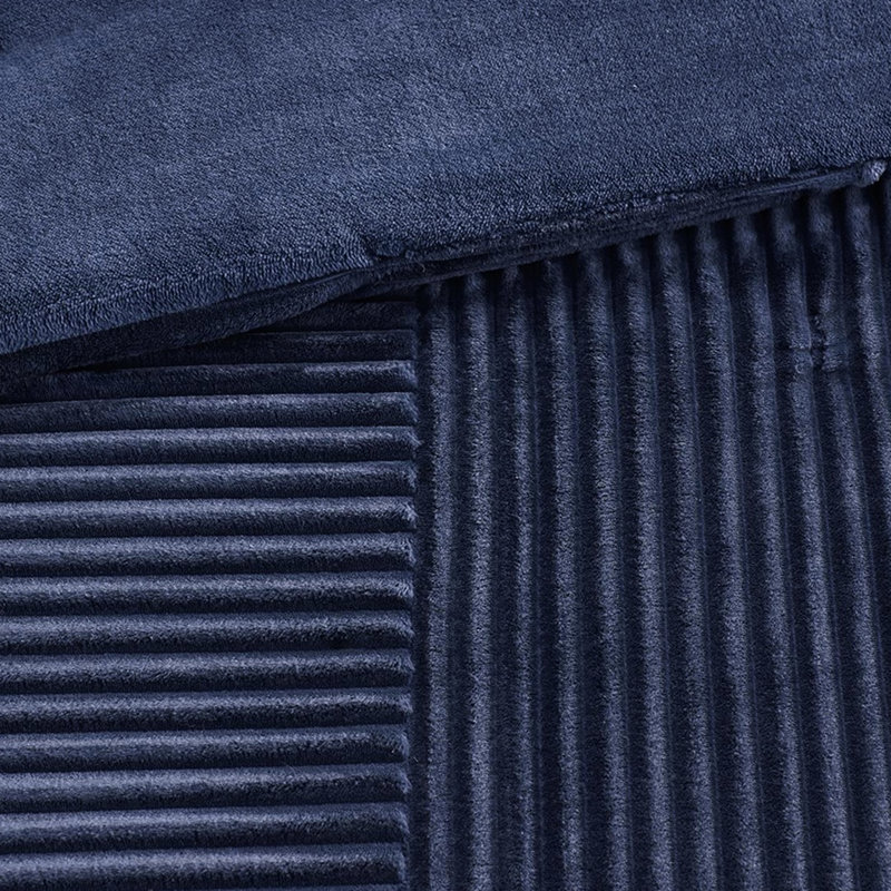 Édredon en duvet bleu marine très grand, rembourrage, face nervurée, envers uni, lavable à la machine, 1 et 2 taies décoratives sur le devant