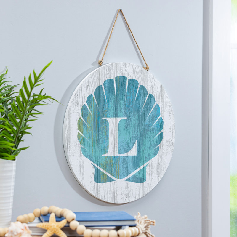 Monogramme de coquille décorative de porte côtière L 18 po