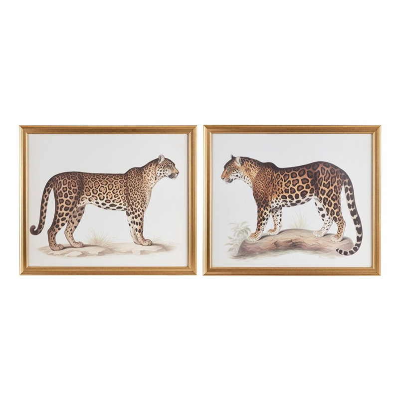 Cheetah Framed Graphic Wall Decor 2 Piece Set Multi See Below