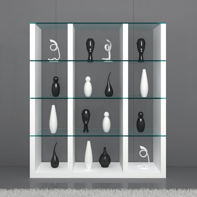Bibliothèque en bois Thane H 72 "x l 62", Haute brillance blanche
