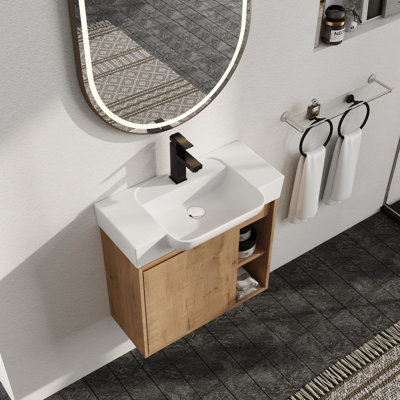 Meuble-lavabo mural simple 24 po avec comptoir en céramique Marnar