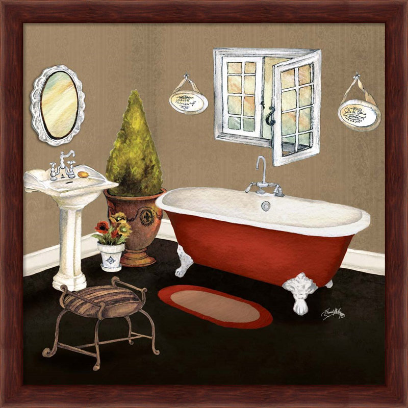 «Red Master Bath» par Elizabeth Medley, art encadré (ensemble de 2)