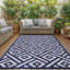 Tapis extérieur réversible en plastique imperméable noir / brun recyclé P.E.T.-1118439610-1118439604