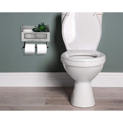 Porte-papier hygiénique mural double galvanisé avec porte-revues