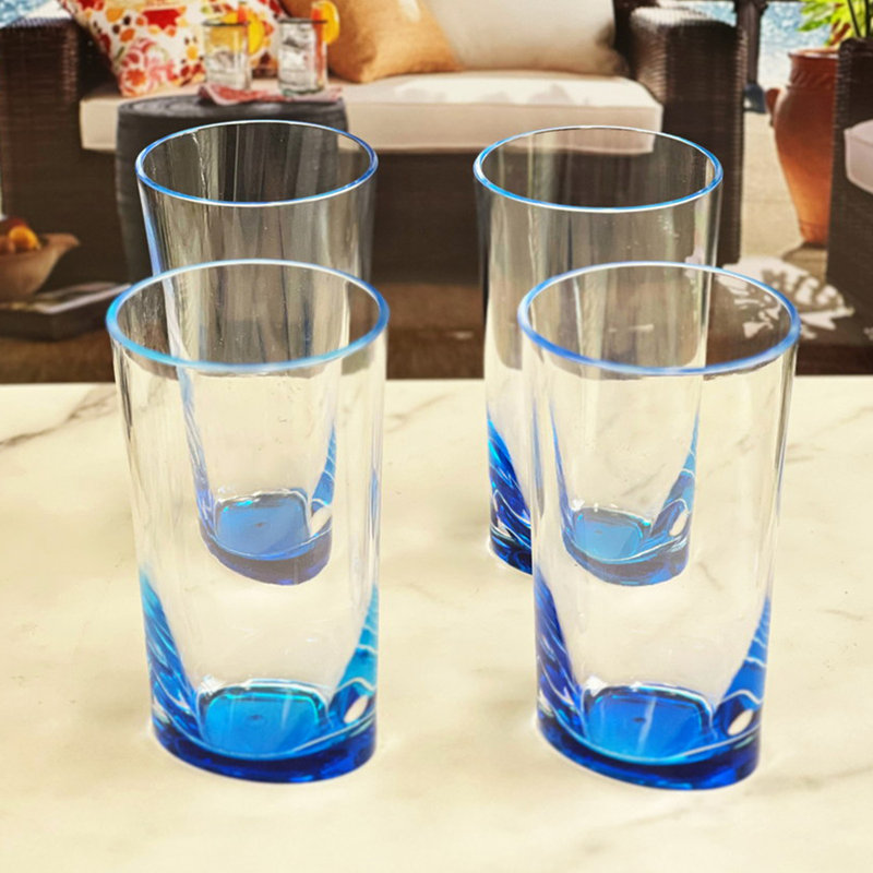 Verres ovales ovales en acrylique, Bleu, 15 oz liq.
