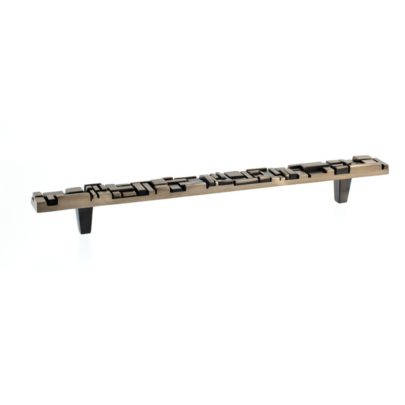 Offset 9" Center to Center Bar Pull, Antique Brass