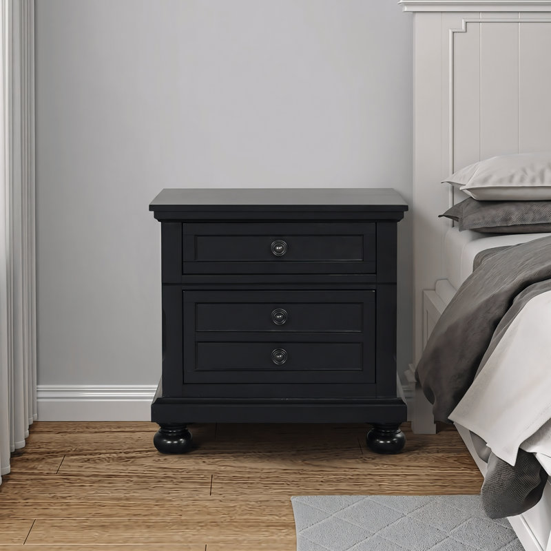 Mielec Gray Nightstand, Black., Individual