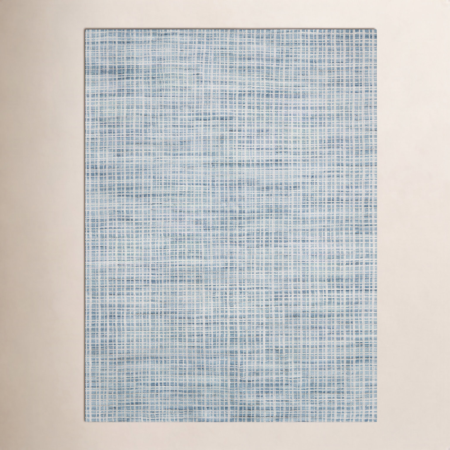 Hannon Blue Hand-Woven Geometric Rug, Rectangle 7'9" x 9'9"