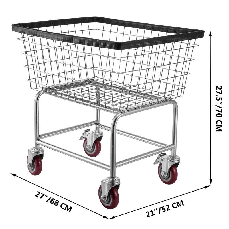 Galvanized Steel Laundry Cart with Wheels