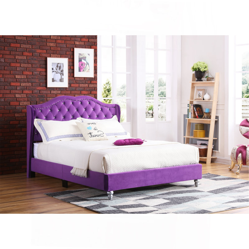 Lit tapissier transitionnel mauve, Lit double