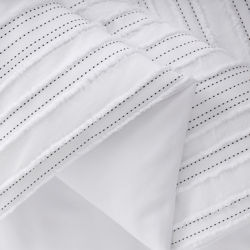 Ensemble d'édredon Boho touffeté à rayures, Édredon pour très grand lit + 2 très grandes ta