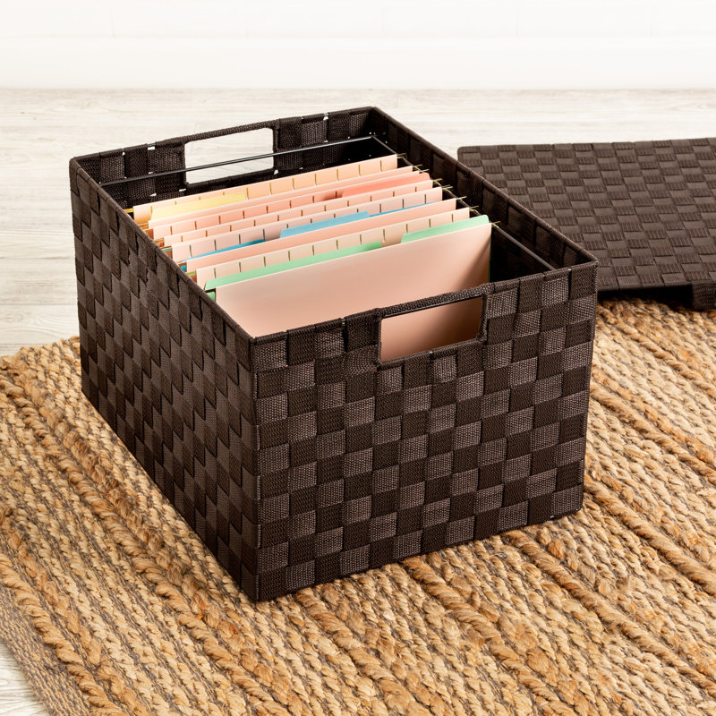 Anastasija Large Woven File Box, Espresso