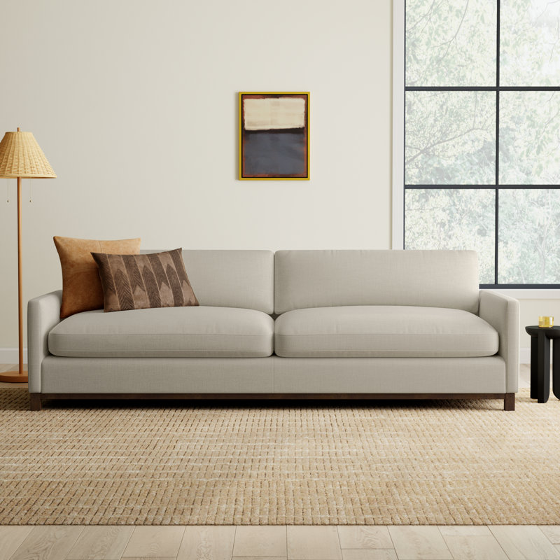 Canapé rembourré Liz, Lin Performance Effie, Marron foncé, H 32,28 po x l 101,97 po x P 39,37 po