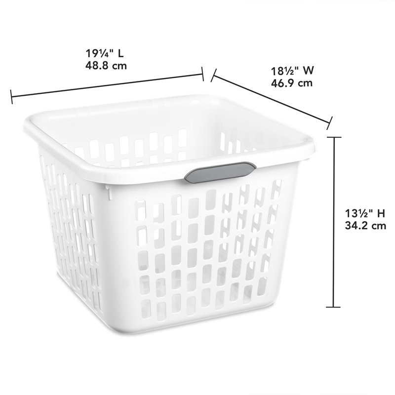 Sterilite Laundry Basket, 1.5 Bushel Plastic Hamper with Handles, 12 Pack, White