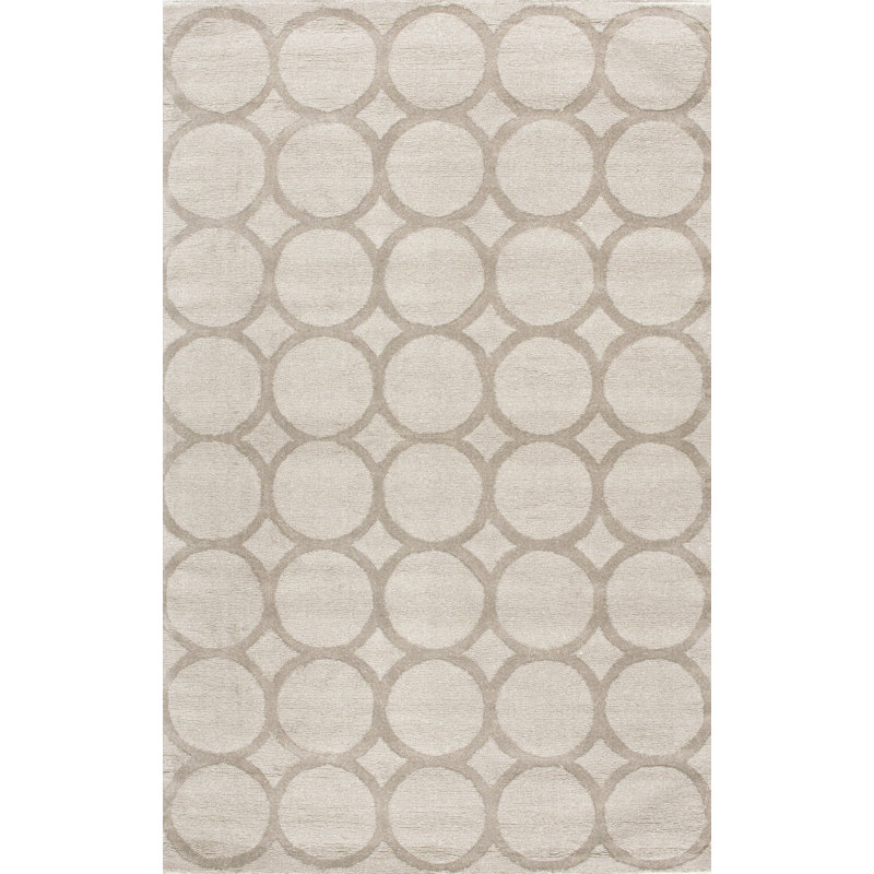 Tapis ivoire à motif de cercles Migdalia, Rectangle 8 pi x 10 pi