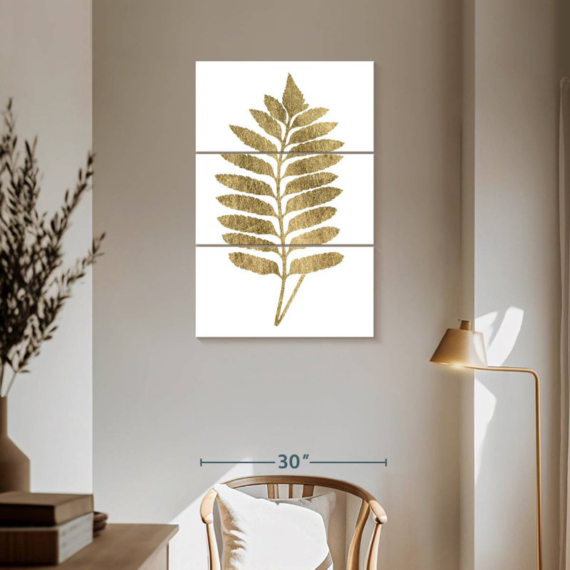 Harnek graphique fougère dorée II, H 57 po x l 36 po