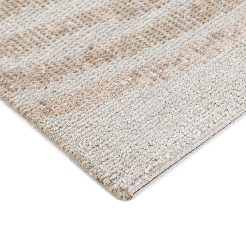 Crescent Rug: Modernist Hand Knotted Rug in Ivory/Taupe, Rectange 5' x 8'