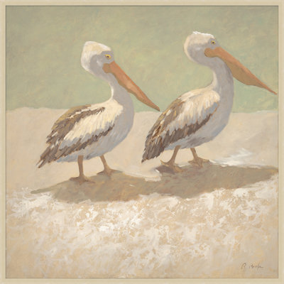 Deux pélicans - Peinture sur toile encadrée