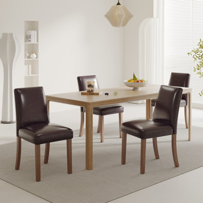 17.3'' Wide Modern Upholstered Fabric High Back Parsons Side Dining Chair with Solid Wood Legs