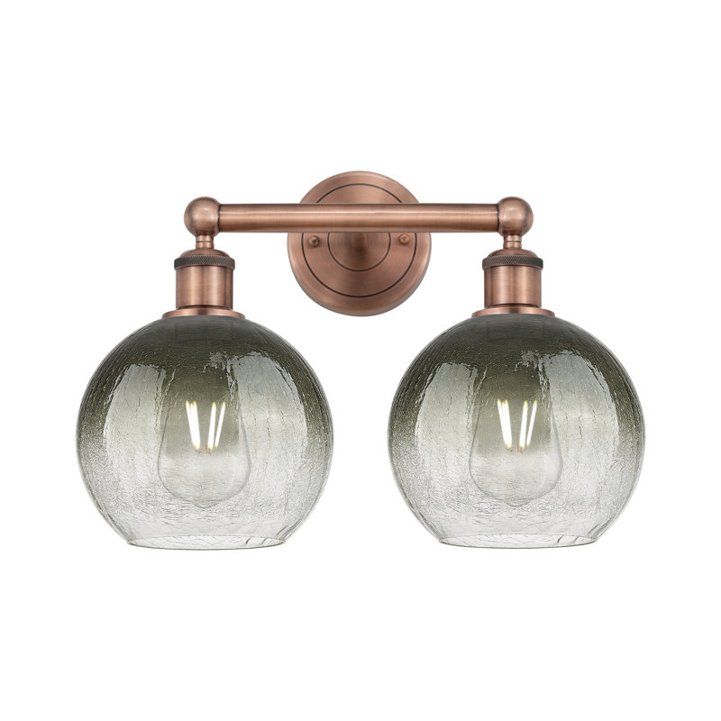 Luminaire pour salle de bain 2 lumières Edison - Brookhaven Globe, Ardoise, Cuivre antique