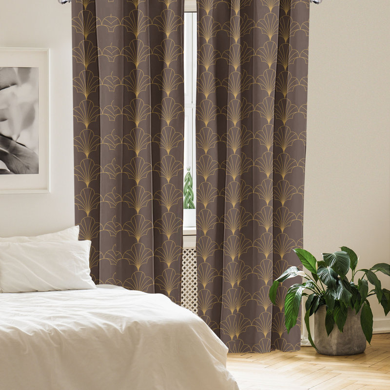 Toupin Semi Sheer Curtain Pair, Dark Brown/Sand Brown, 56" W x 95" L