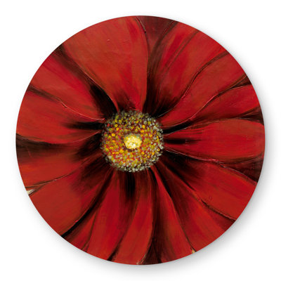 Red Daisy - Contemporary Round Outdoor Area Rug for Home Decor