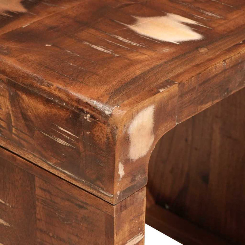 Solid Wood End Table, Distressed Brown