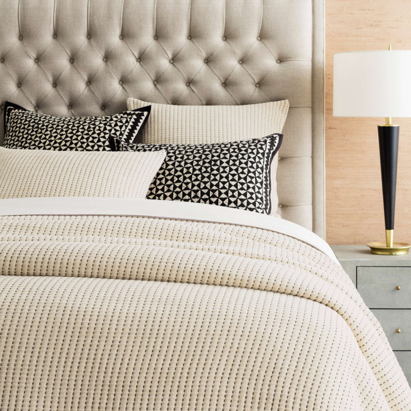 Pick Stitch Matelasse Coverlet, Natural, King Coverlet