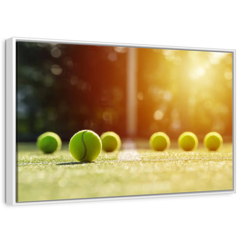 Balles de tennis ensoleillées, Cadre flottant blanc, 40 po x 27 po