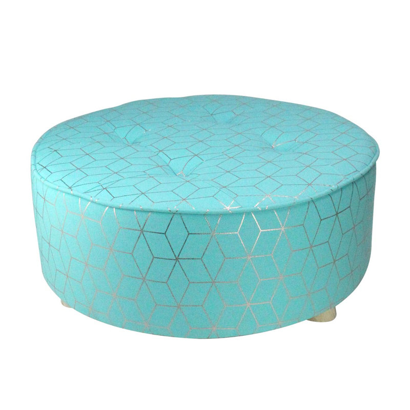 Tabouret 20 "à imprimé géométrique bleu et cuivre