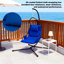 Chaise suspendue à structure en acier avec support et coussin doux revêtu, convient aux cours, aux terrasses, aux salons, etc., bleu foncé-2071319734