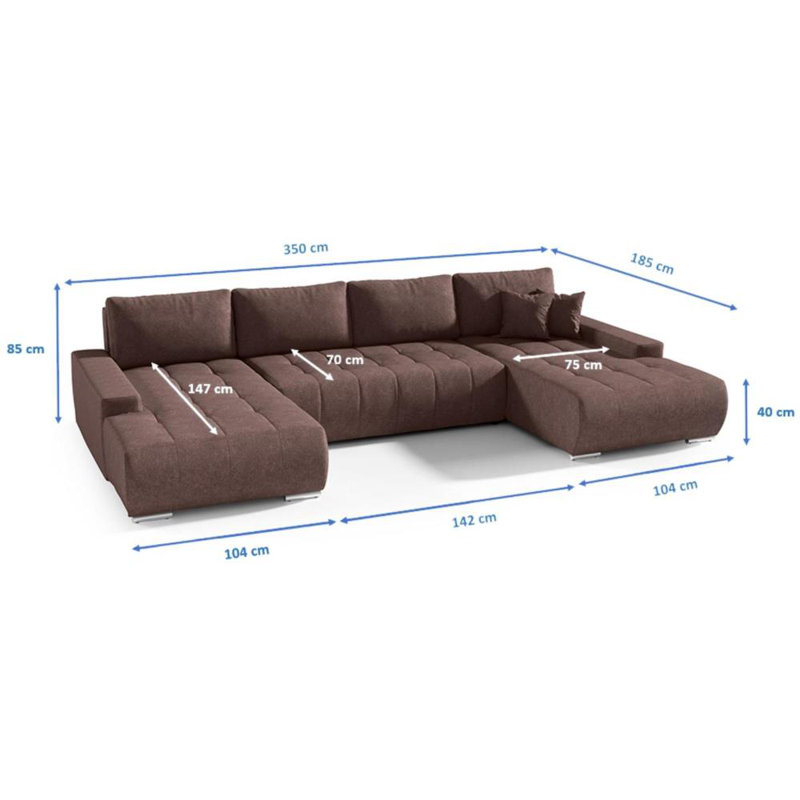 Haussman Corner Sofa Bed, Brown