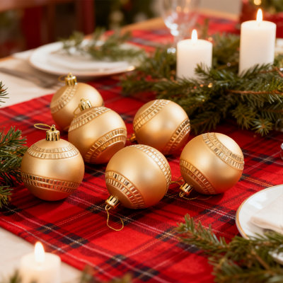Ensemble de 6 élégantes boules de Noël de baseball dorées - décorations de Noël à thème sport de 6 cm pour la décoration des Fêtes