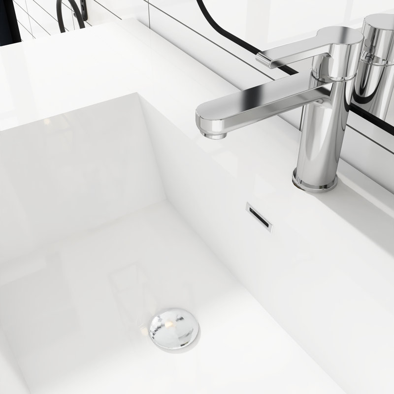 Meuble-lavabo simple 42 po avec plateau à surface solide Bollington, Naturel