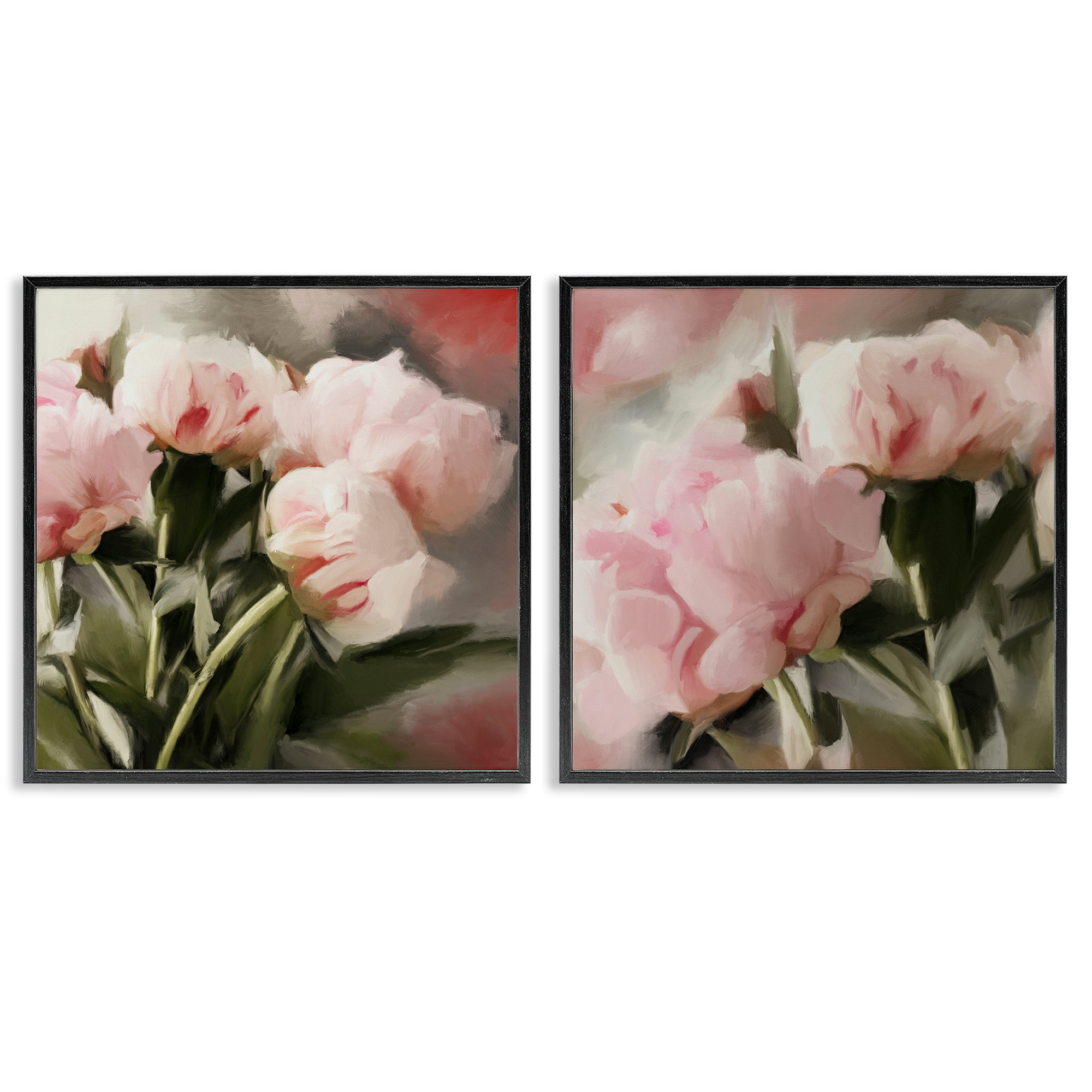Red Barrel Studio® Soft Pink Peony Arrangement 2 PC Giclee Art Set by ...