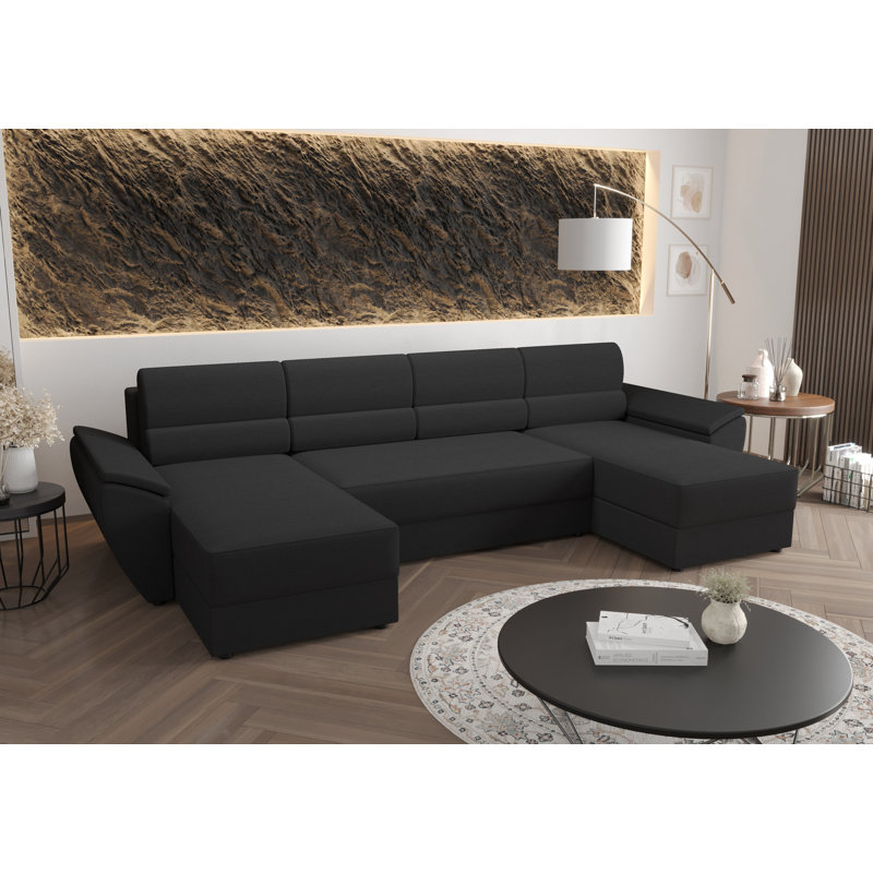 Berk 5 Seater Corner Sofa , Black - Rainbow27