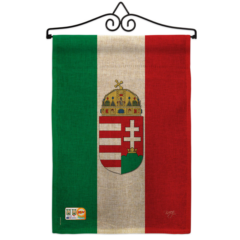 En toile jute de la hongrie du monde 2 côtés 19 x 13 po drapeau de jardin