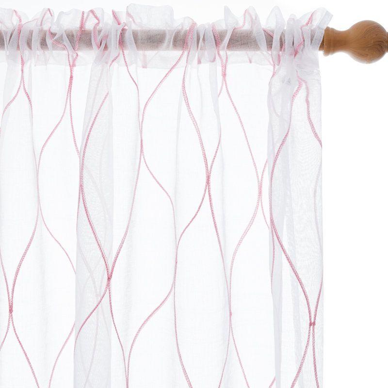 Bravar Sheer Curtain Pair, Pink, 52" W x 84" L
