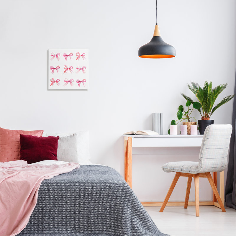 Art mural sur toile à motif d'arc rose par Daphne Polselli, H 17 po x l 17 po
