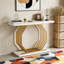 Faux Marble Console Table Accent Sofa Table with Geometric Metal Base-1081223926