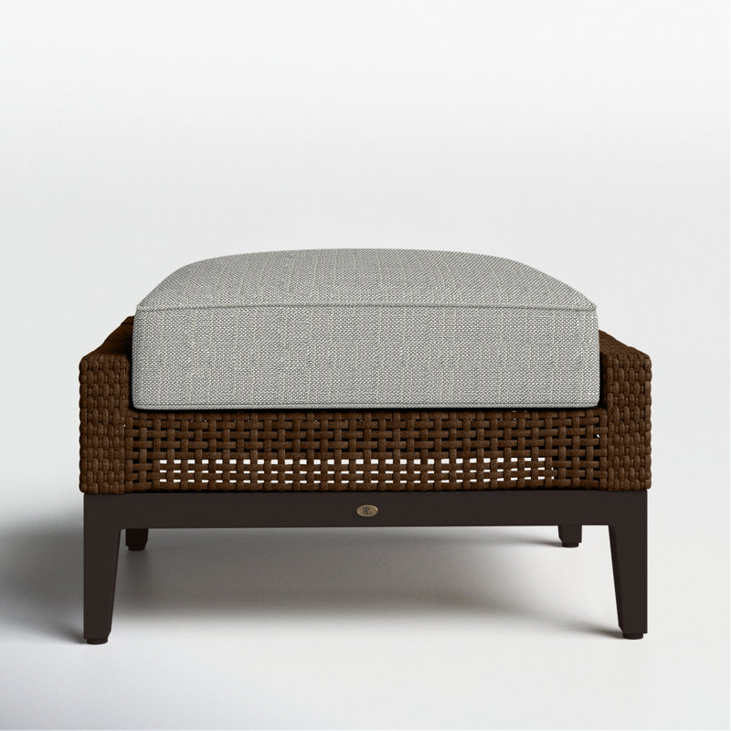 Repose-pieds péninsule tissé - acajou / châtaignier, Welt + bourre standard, InsideOut® Rollo ‑ lin argent