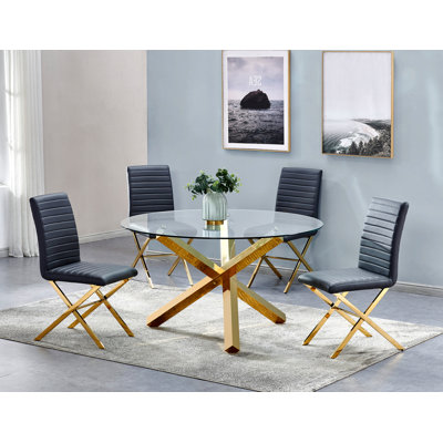 Shiraz 4 - Person Glass Top Dining Set