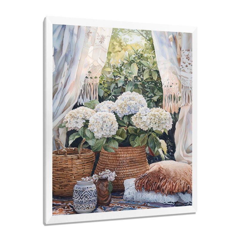 Harriss - Art mural sur toile floral, H 44 po x l 34 po, Reproduction encadrée d'une seule photo, Blanc