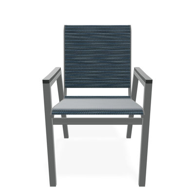 Bazza Sling Aluminum Frame Dining Height Stacking Bistro Chair with Marine Grade Polymer Arm Accent