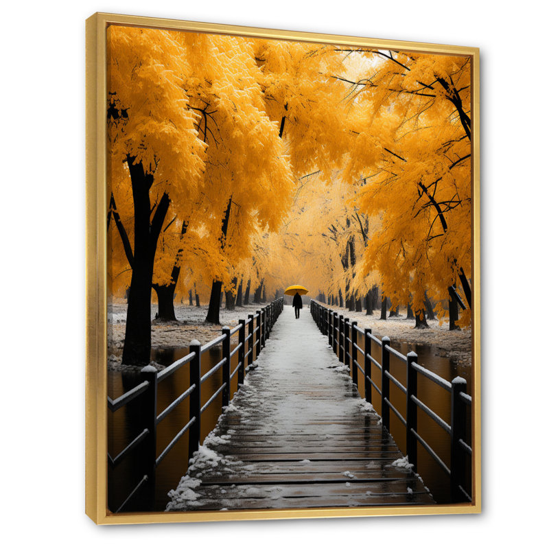 «Yellow and Gray Frozen Solitude», reproduction sur toile encadrée, H 44 po x l 34 po x P 1,5 po, Cadre flottant doré
