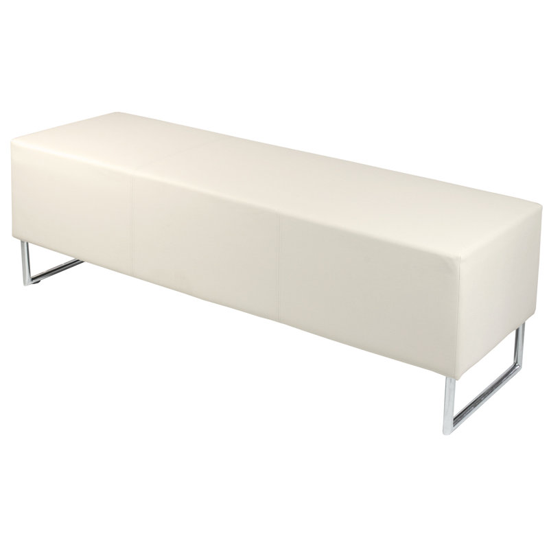 Khinvasara Faux Leather Upholstered Bench, Cream