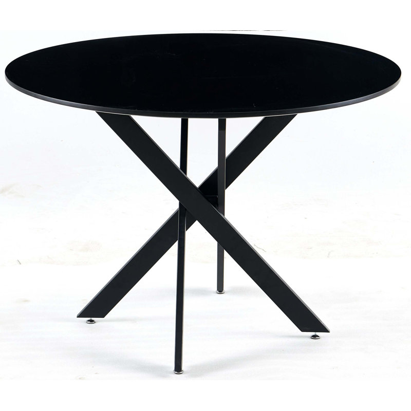 Dining Table With Cross Metal Leg And MDF Top,Modern Space Saving Kitchen Table