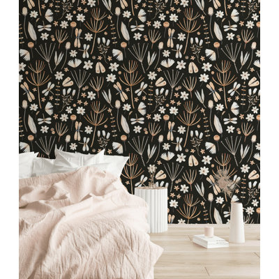 Botanical Nocturne Beauty of Wildflowers Removable Wallpaper